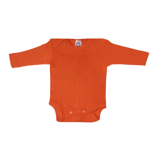 Cosilana Woll-Seiden-Strampler mit langen Ärmeln – Safran