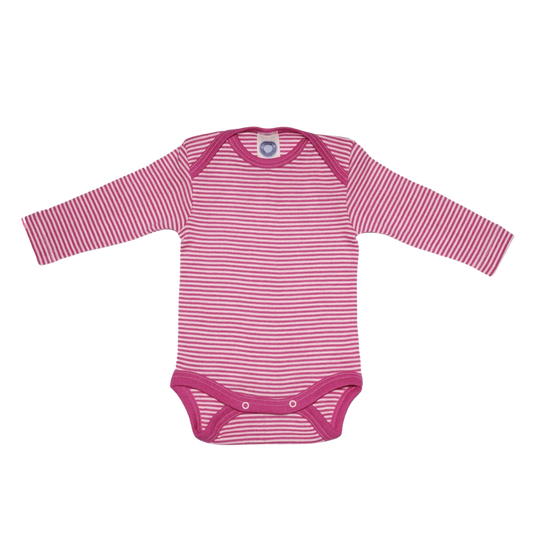 Cosilana wool/silk long-sleeved romper – Pink / Nature