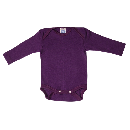 Cosilana wol/zijde romper lange mouw – Plum