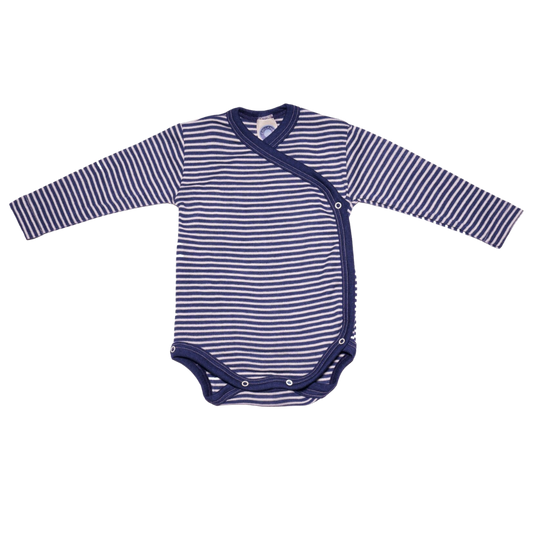 Cosilana Wolle/Seide Wickelbody – Navy / Natur