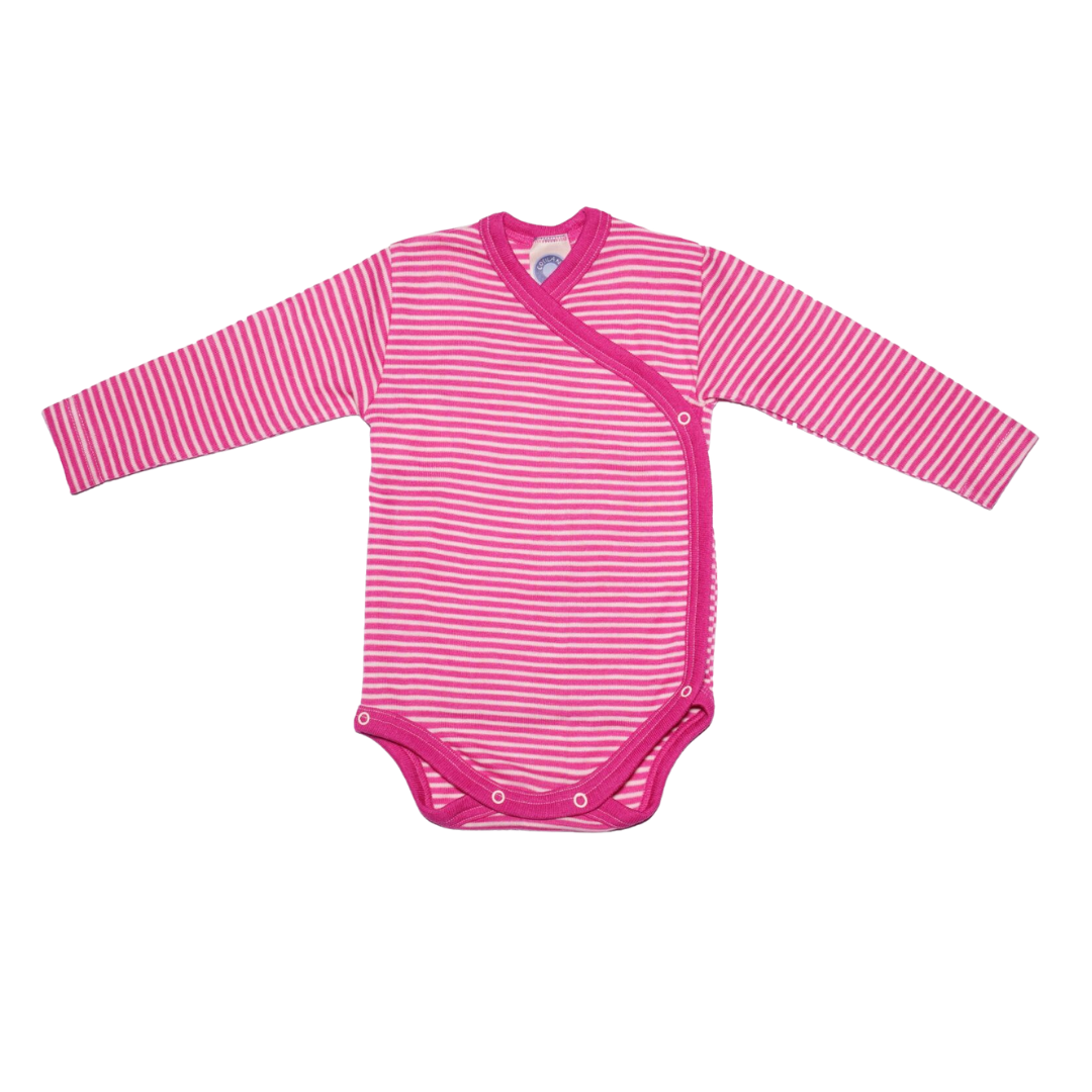 Cosilana Wolle/Seide Wickelbody – Pink / Natur