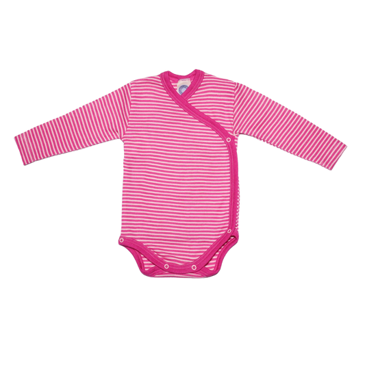 Cosilana wool/silk wrap bodysuit – Pink / Natural