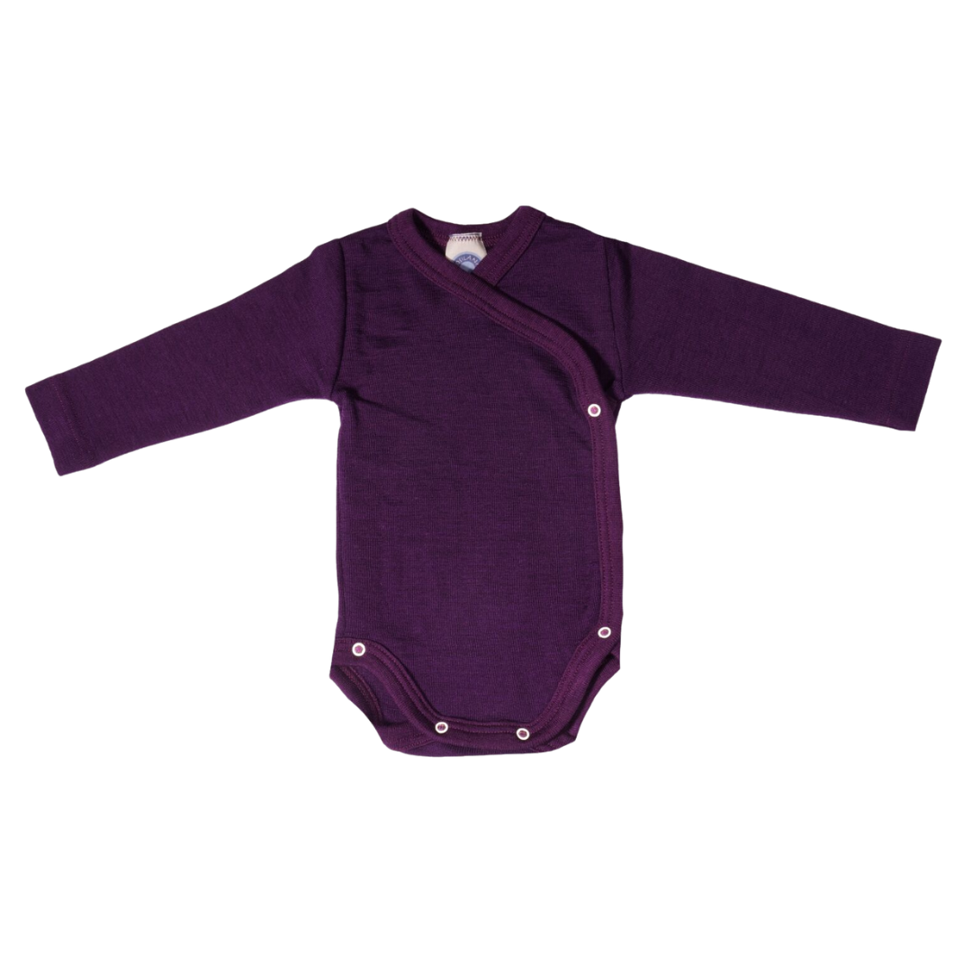 Cosilana wol/zijde wikkelromper – Plum