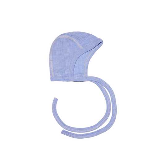 Cosilana Mütze aus Wolle/Seide/Baumwolle mit Schleife - Blau