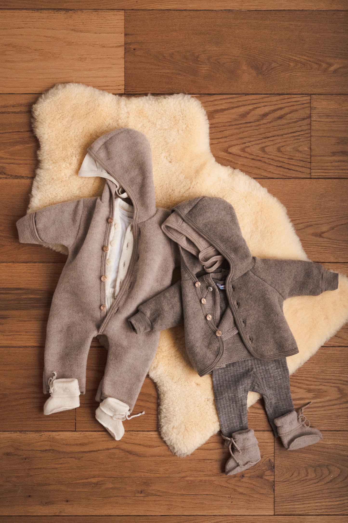 Engel Natur Wollfleece Babyschuhe – Sand