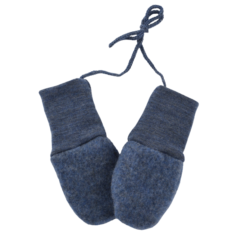 Engel Natur Wolffleece-Babyfäustlinge – Blau meliert