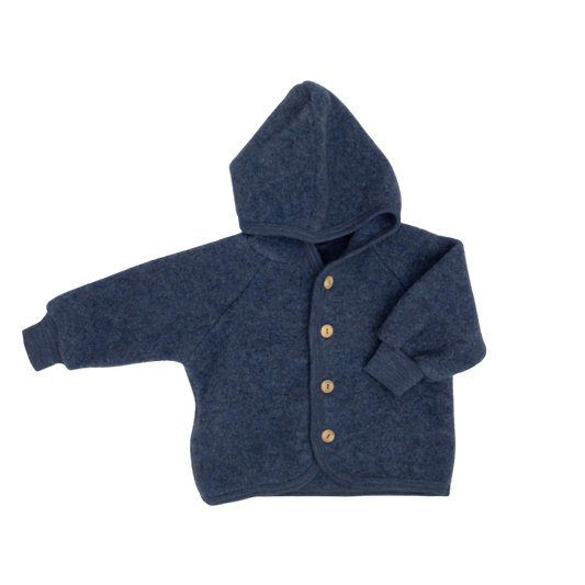 Engel Natur Wolffleece-Jacke – Blau meliert