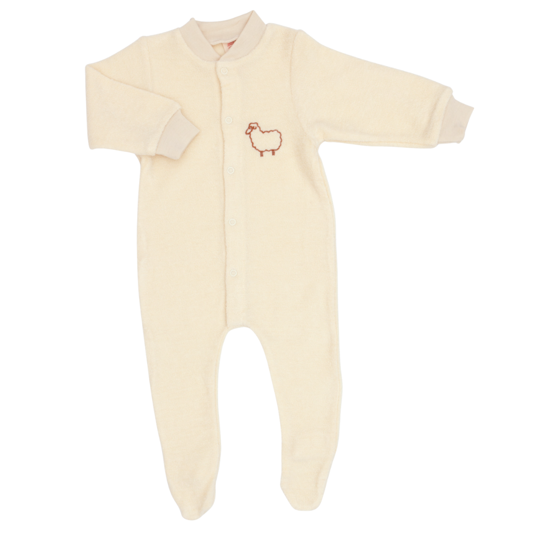 Engel Natur Wollfrottee-Pyjama mit Füßen - Natur