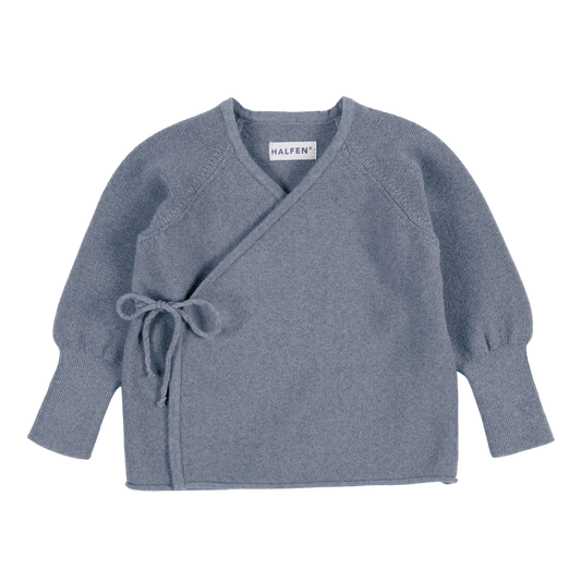 HALFEN wollen wikkelvestje - Smokey Blue