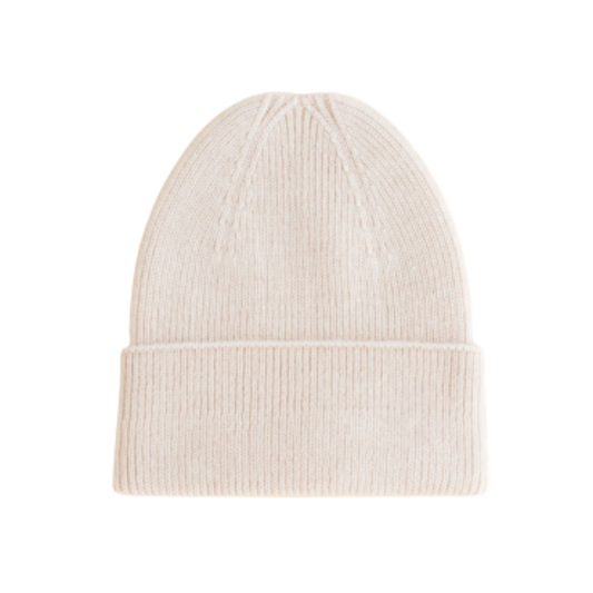 Hvid Beanie Fonzie Neugeborenen - Creme