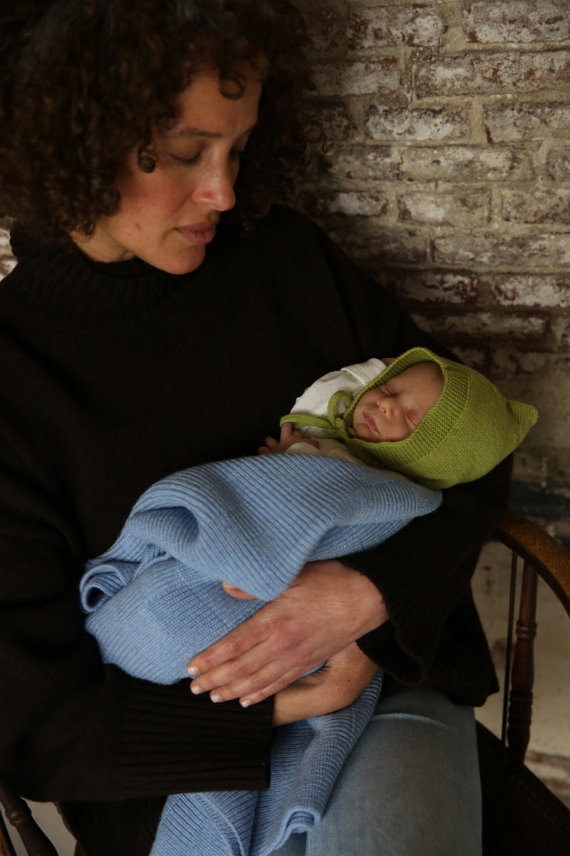 Hvid deken Ivy - Light Blue