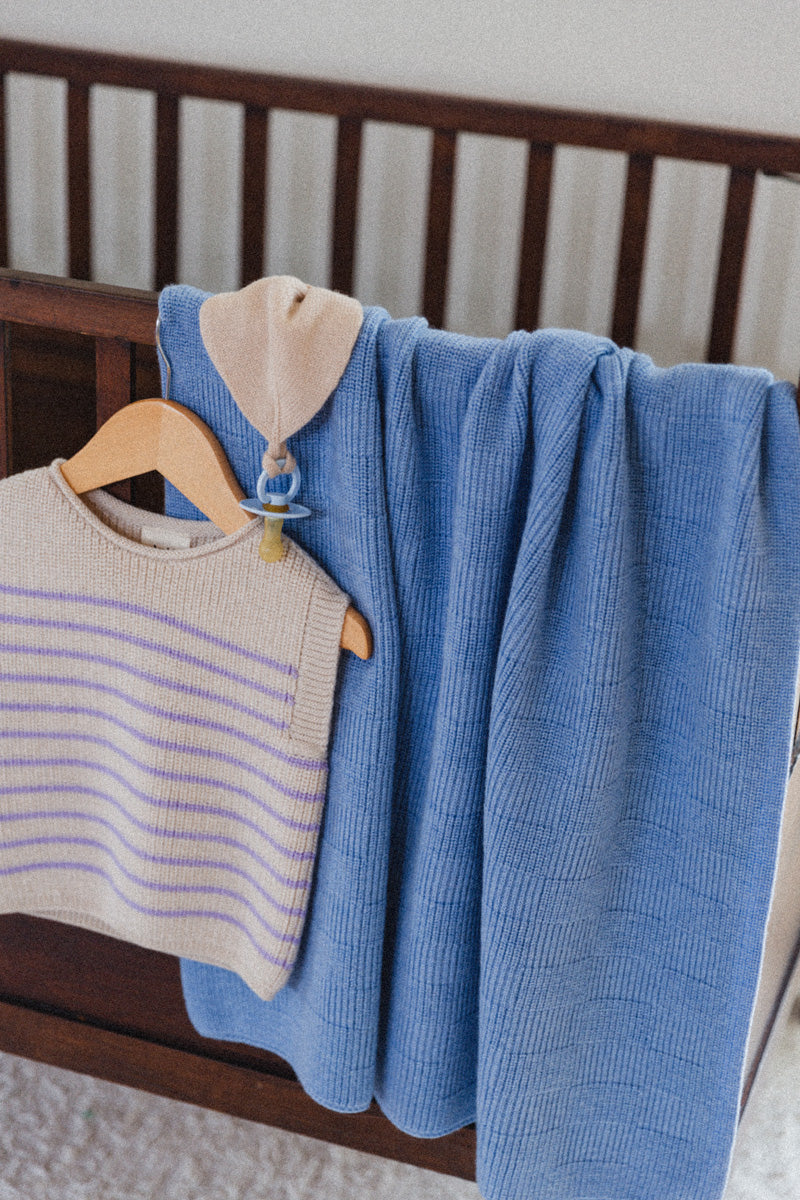 Hvid deken Ivy - Light Blue