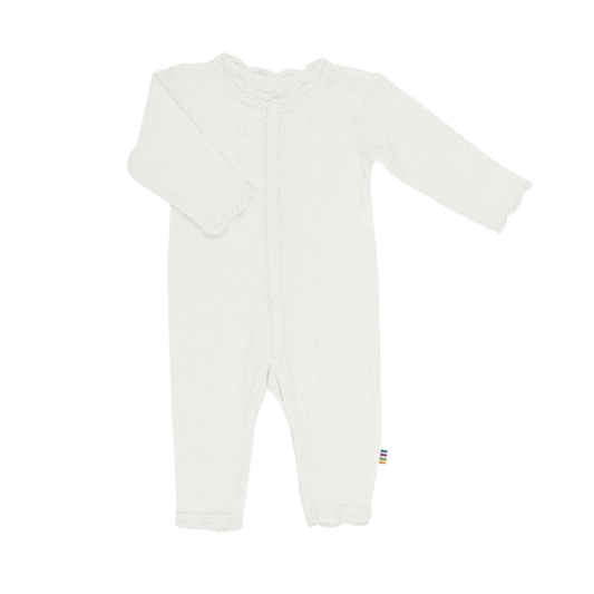 Joha Jumpsuit aus Wolle/Seide mit Pointelle-Muster – Offwhite