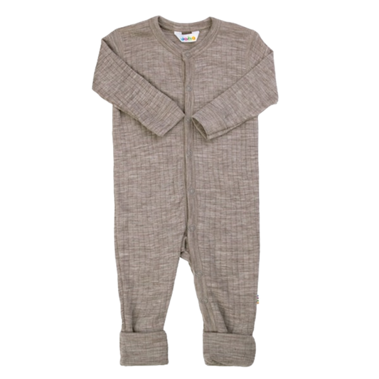 Joha wool jumpsuit with wrap-around feet - Sesame