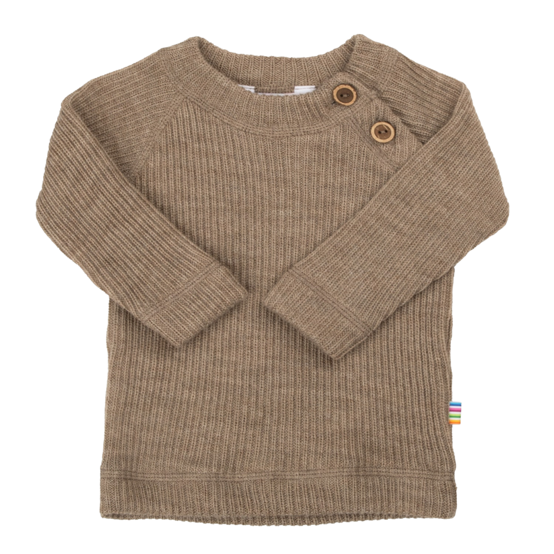 Joha gebreide wollen rib trui - Beige Melange