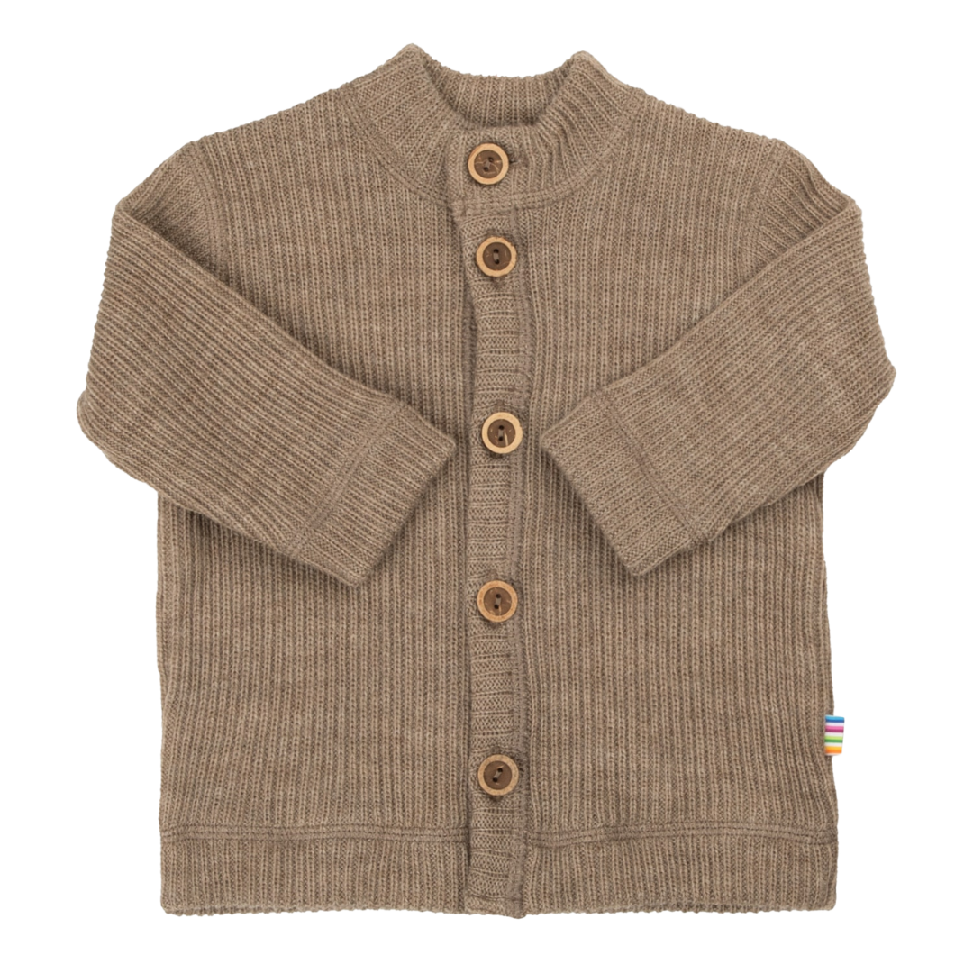 Joha gebreid wollen rib vestje - Beige Melange