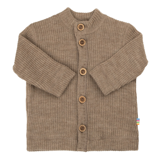 Joha gebreid wollen rib vestje - Beige Melange