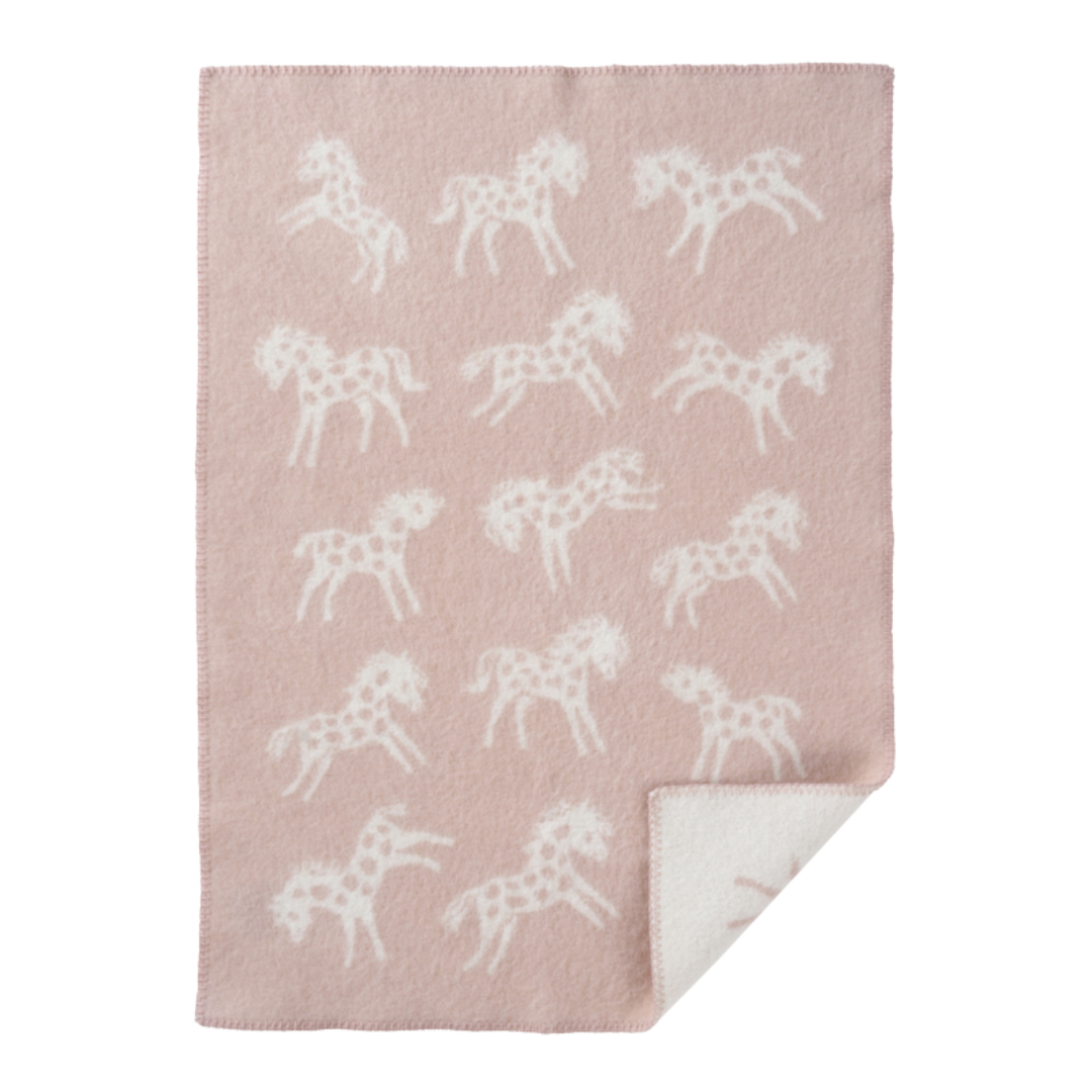 Klippan eco-wol wiegdeken Pony – Roze