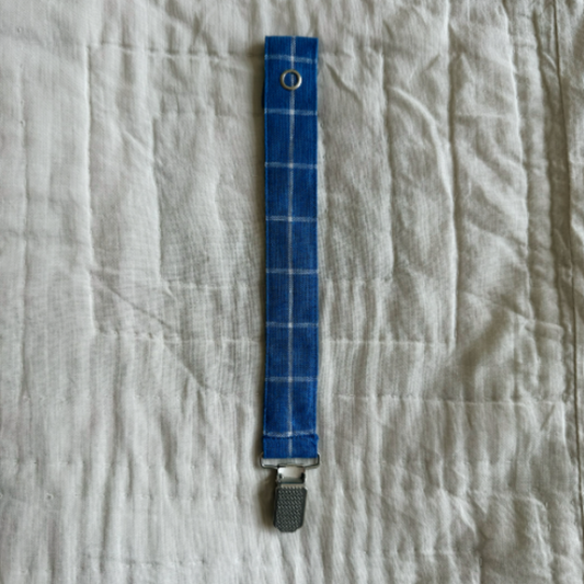 Lalaby Linen/Cotton Pacifier Clip – Art Blue