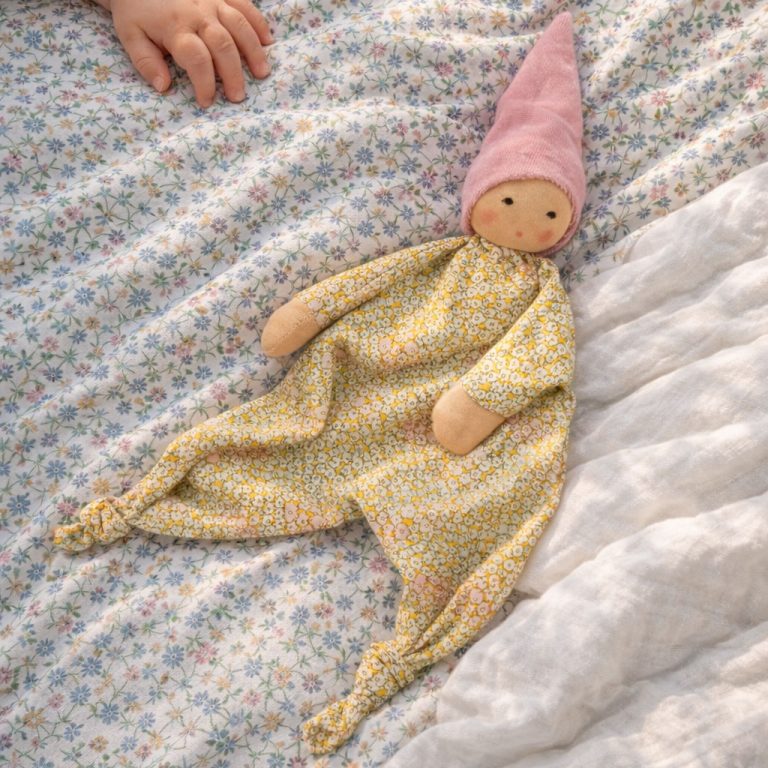 Nänchen Natur gebloemd knuffeldoekje - Rosa