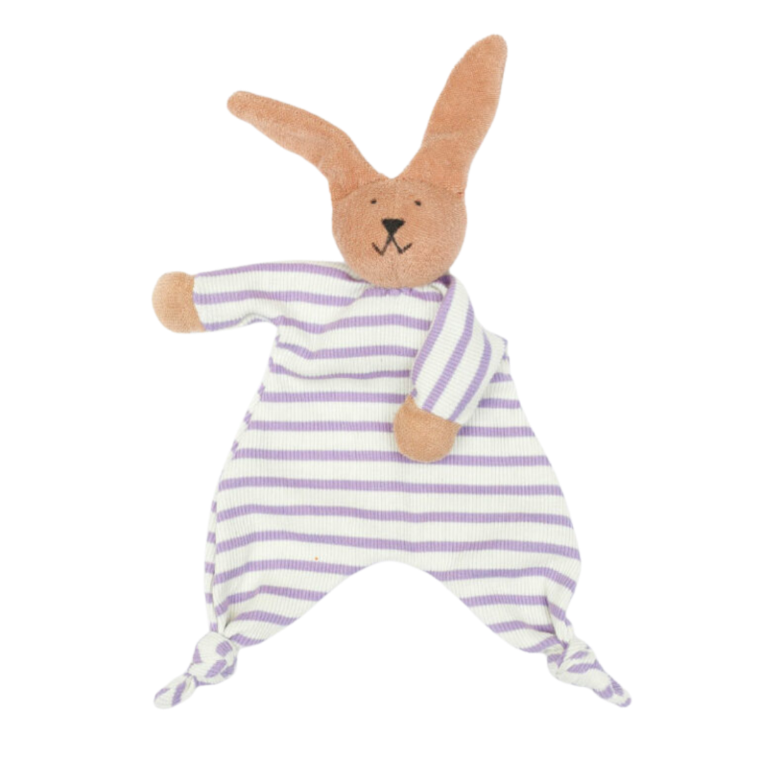 Nänchen Natur knuffeldoekje lila gestreept - Haas