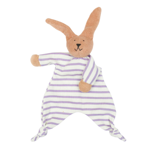 Nänchen Natur knuffeldoekje lila gestreept - Haas