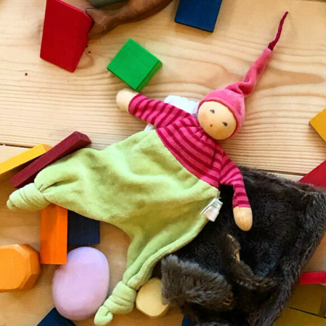 Nänchen Natur knuffeldoekje – Rosa / Grün