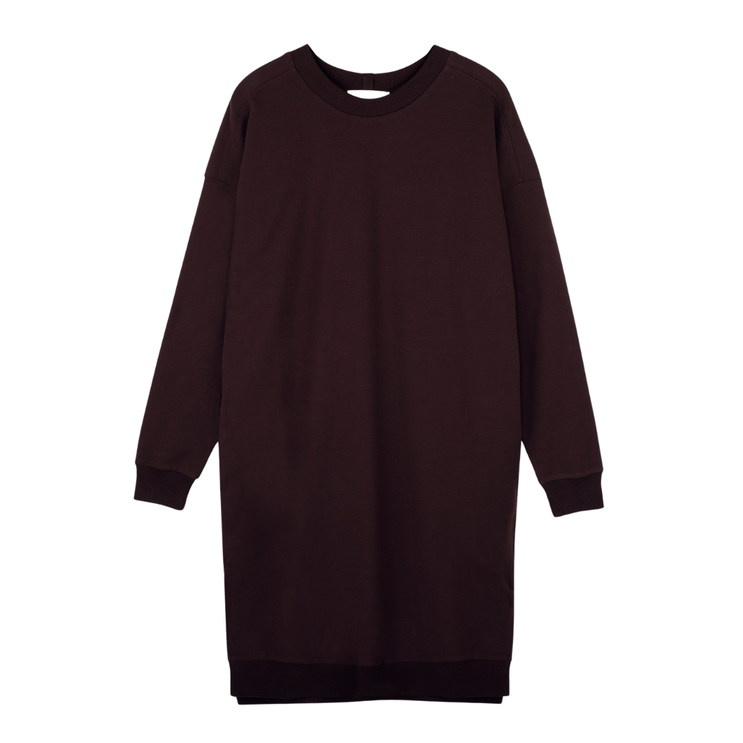 PHAE chunky sweaterdress bio katoen dames - Dark Umber