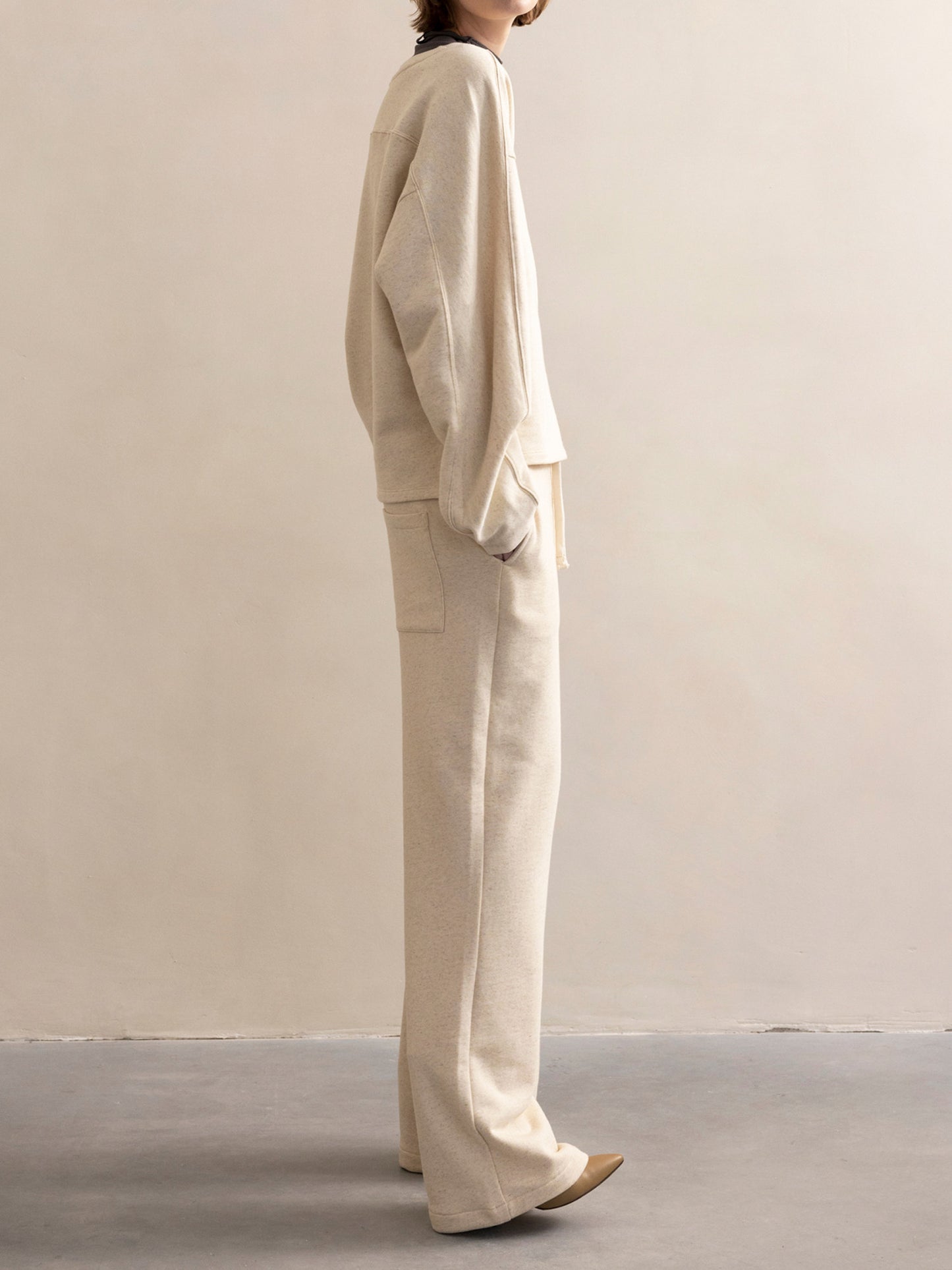 PHAE sweater bio katoen / linnenmix dames - Naturel