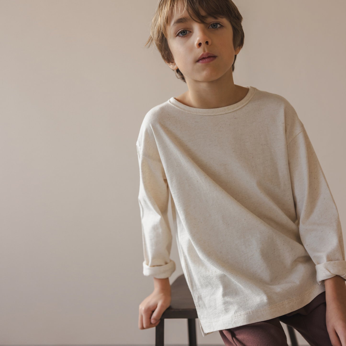 Phil & Phae oversized longsleeve tee linnenmix - Naturel