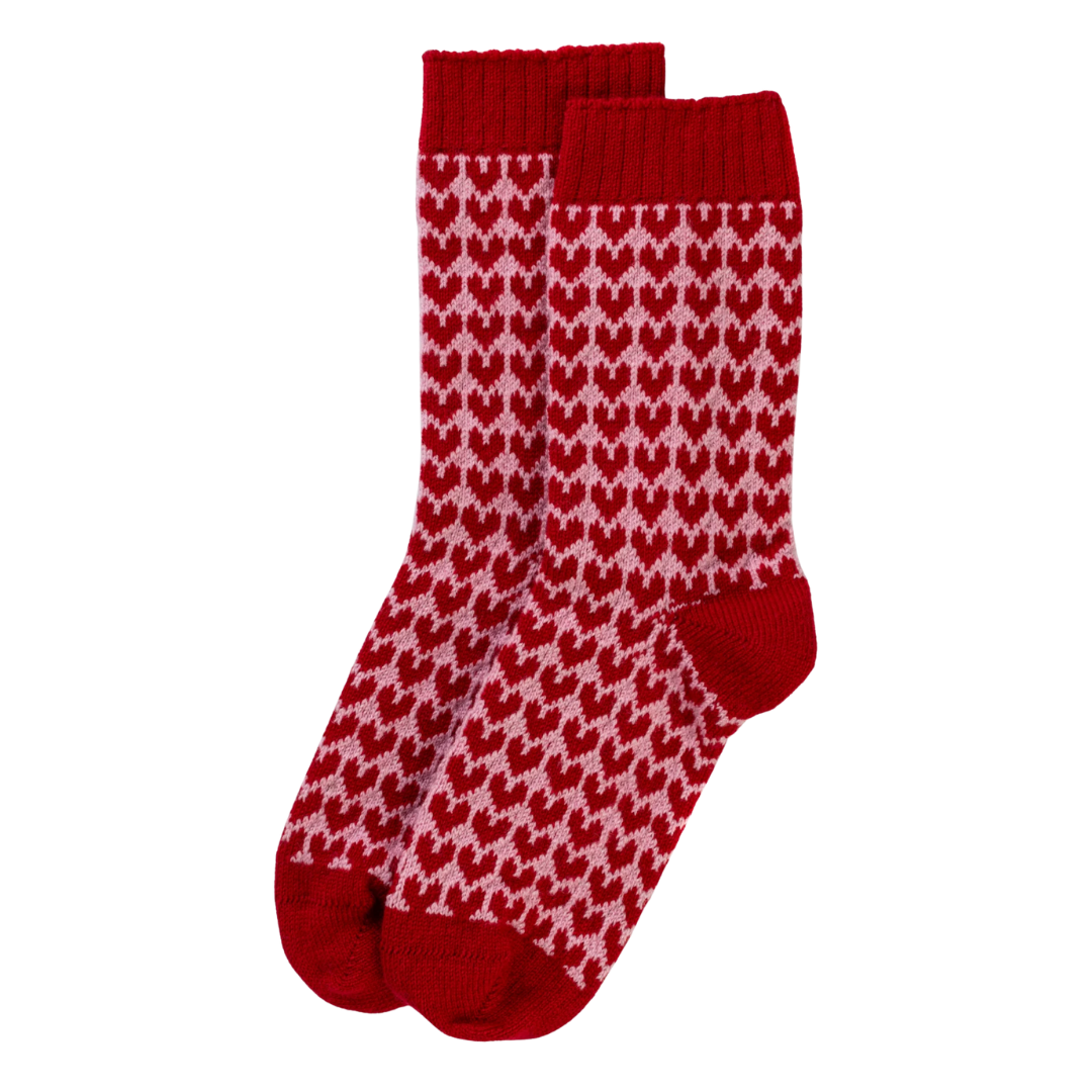 Rosie Sugden kasjmier dames slaap sokken Hearts - Chanti / Lilly