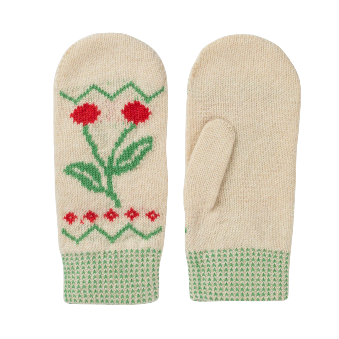 Rosie Sugden kasjmier dames wanten Cherry - Ivory