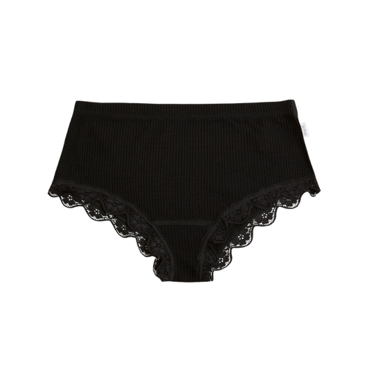 Joha wool/silk hipster rib women - Black